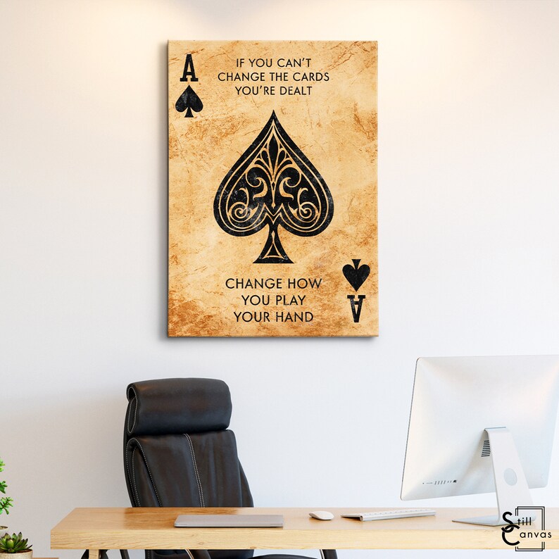 MOTIVATIONAL CANVAS ART Ace of Spades Quote Beige/black Etsy