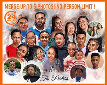 Porträt vom Foto Familienporträt Aus verschiedenen Fotos Photoshop-Bearbeitung Verstorbenen geliebten Menschen zum Foto hinzufügen Person zum Foto hinzufügen Fotos zusammenfügen