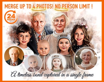 Photoshop editing Photo Merge Add deceased loved one to photo Merge Multiple photos Family Drawing Portrait from photo Add person to photo