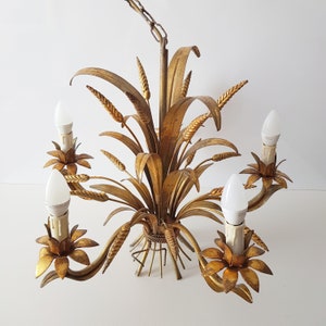 Hans Kögl Florentine wheat chandelier five-armed Germany 70s