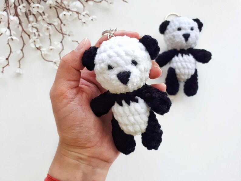 Knitted Panda keychain Panda SET little Panda crocheted Etsy