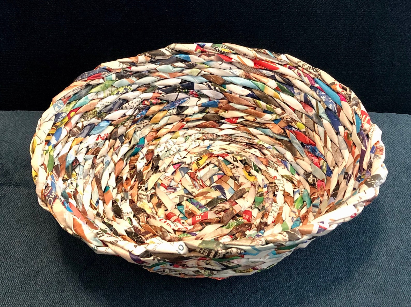 Recycled Newspaper Woven Basket Magazine Craft Art Etsy