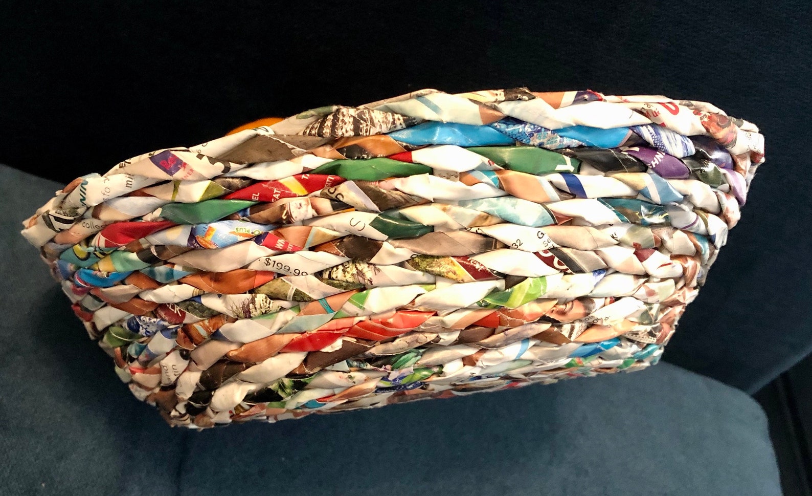 Recycled Newspaper Woven Basket Magazine Craft Art Etsy