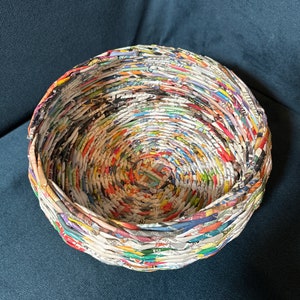 Recycled Newspaper Magazine Woven Weaving Rounded 10” Paper Basket