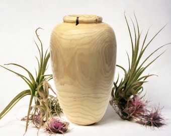 Handmade Ash Wood Vase: Rustic Minimalist Home Decor