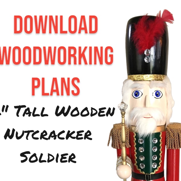 Riesiger hölzerner Nussknacker-Soldat-Plan: Handgezeichnete Holzarbeit