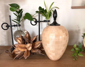 Handcrafted Segmented Maple Wood Cremation Urn (125 cu. in.)