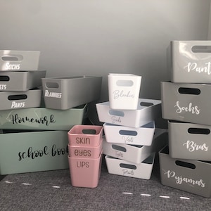 Personalised storage boxes - choice of 8 fonts - 6 different sizes