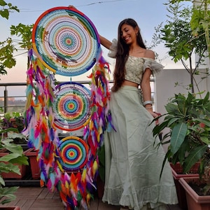 3 Ring Colourful Crochet Dreamcatcher