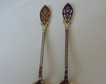 David Andersen, a pair of spoons, sterling silver, enamel