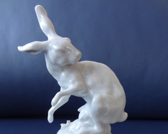Porcelain figurine, watchful hare, Dresden Sandizell