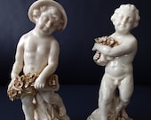 Rudolf Kämmer, Porcelain Figures, Allegory Spring and Allegory Summer, Volkstedt, Germany