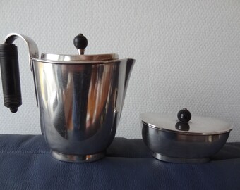 Art Deco jug and sugar bowl, alpaca