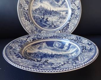 Johnson Bros, Historic America, 2 plates, View of Boston