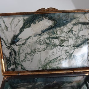 Antique box made of moss agate on ball feet image 6