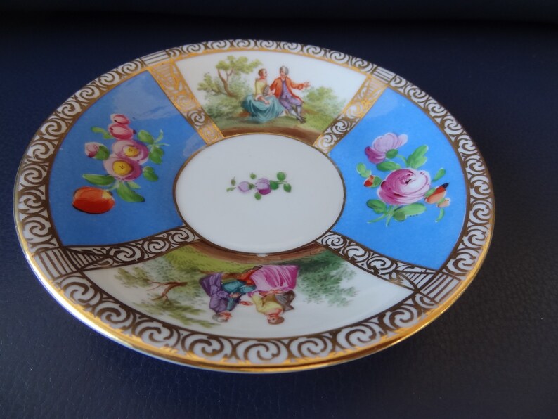 Soup Cup, Dresden, Carl Thieme, Decoration After Watteau Etsy