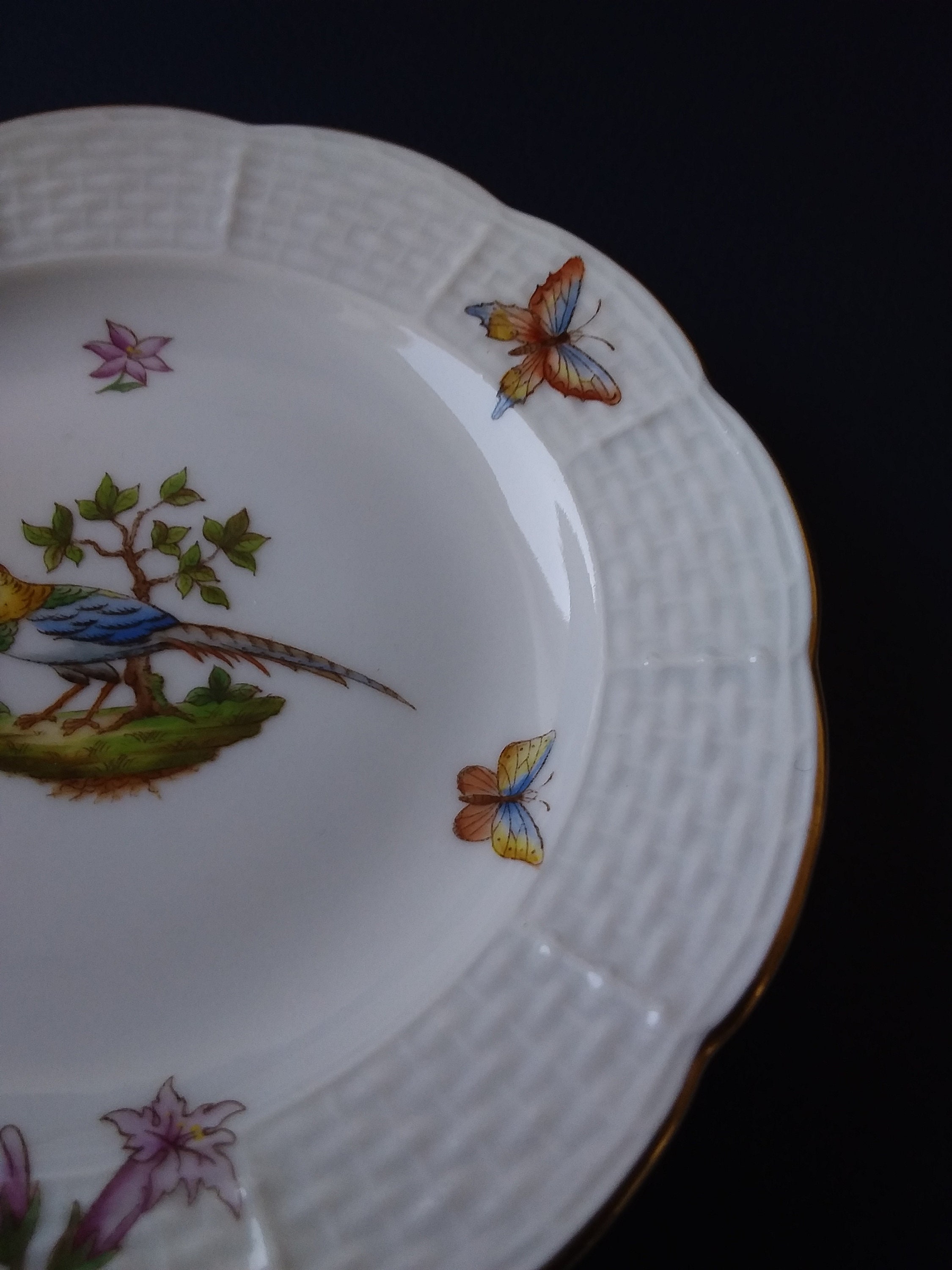 Herend Porcelain Plate Gold Pheasant and Butterflies Etsy