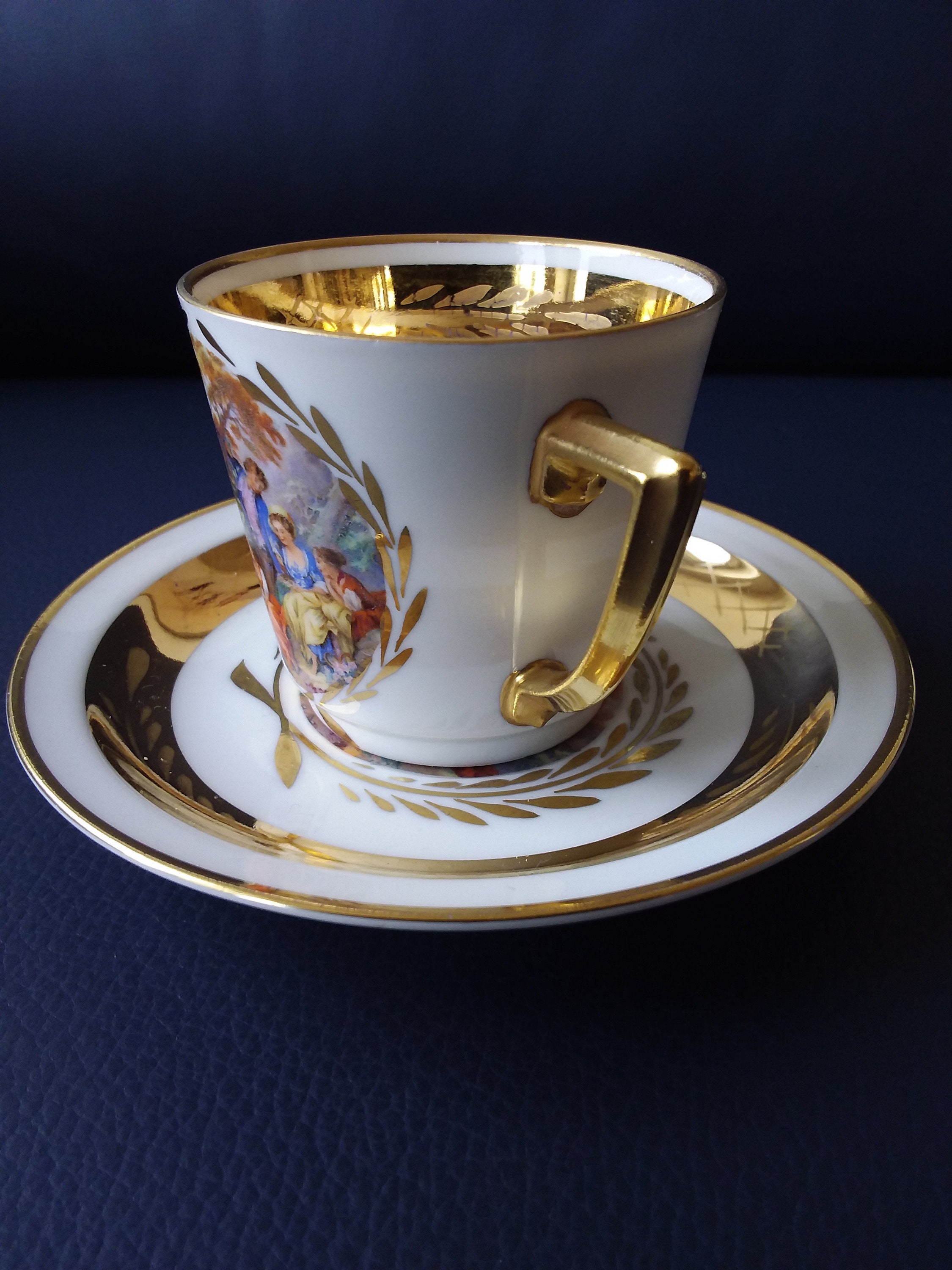 Royal Copenhagen cup and saucer handpainted 1962 gold plated Etsy