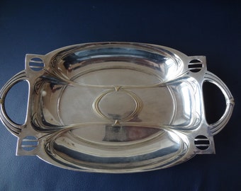 Art Nouveau tray, silver-plated brass