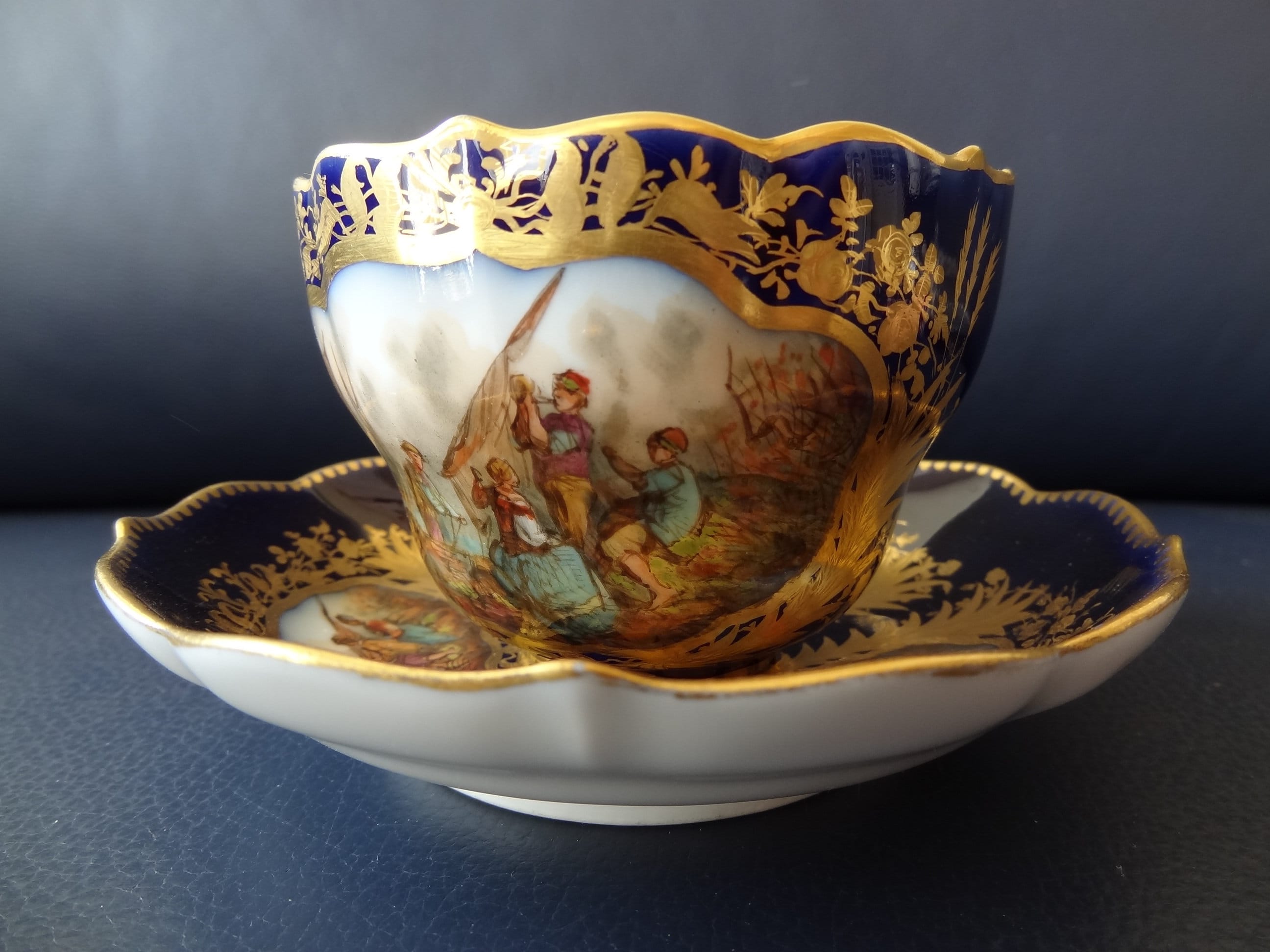Porcelaine dos vintage Wedgwood Persia Motif Susie Cooper Trio Tasse à café  / tasse à thé , soucoupe et plaque latérale -  France