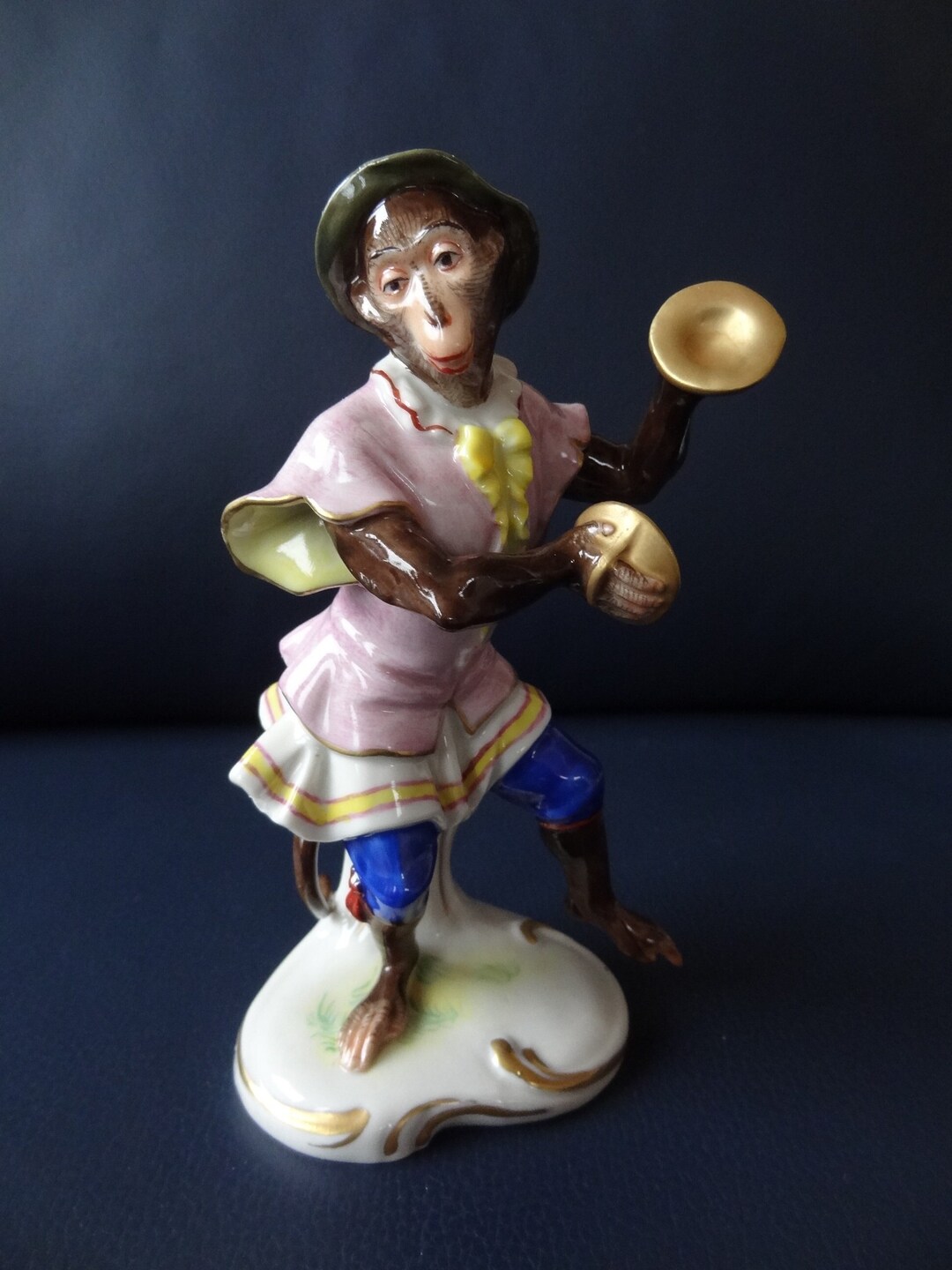 Porcelain Figure Monkey Chapel Tambourine Player Oldest Etsy