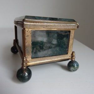 Antique box made of moss agate on ball feet image 10