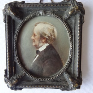 Miniature portrait of Richard Wagner, bronze frame, 19th century