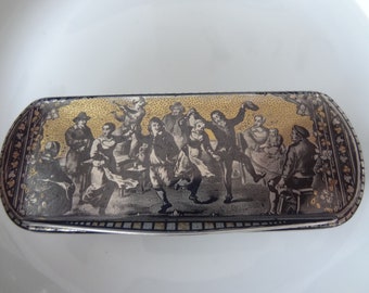 Antique silver box, niello, dancers, Paris