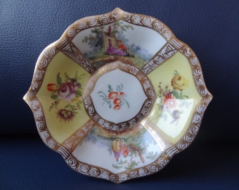 Meissen porcelain, antique bowl, Watteau painting, 1860-1924, 1st choice