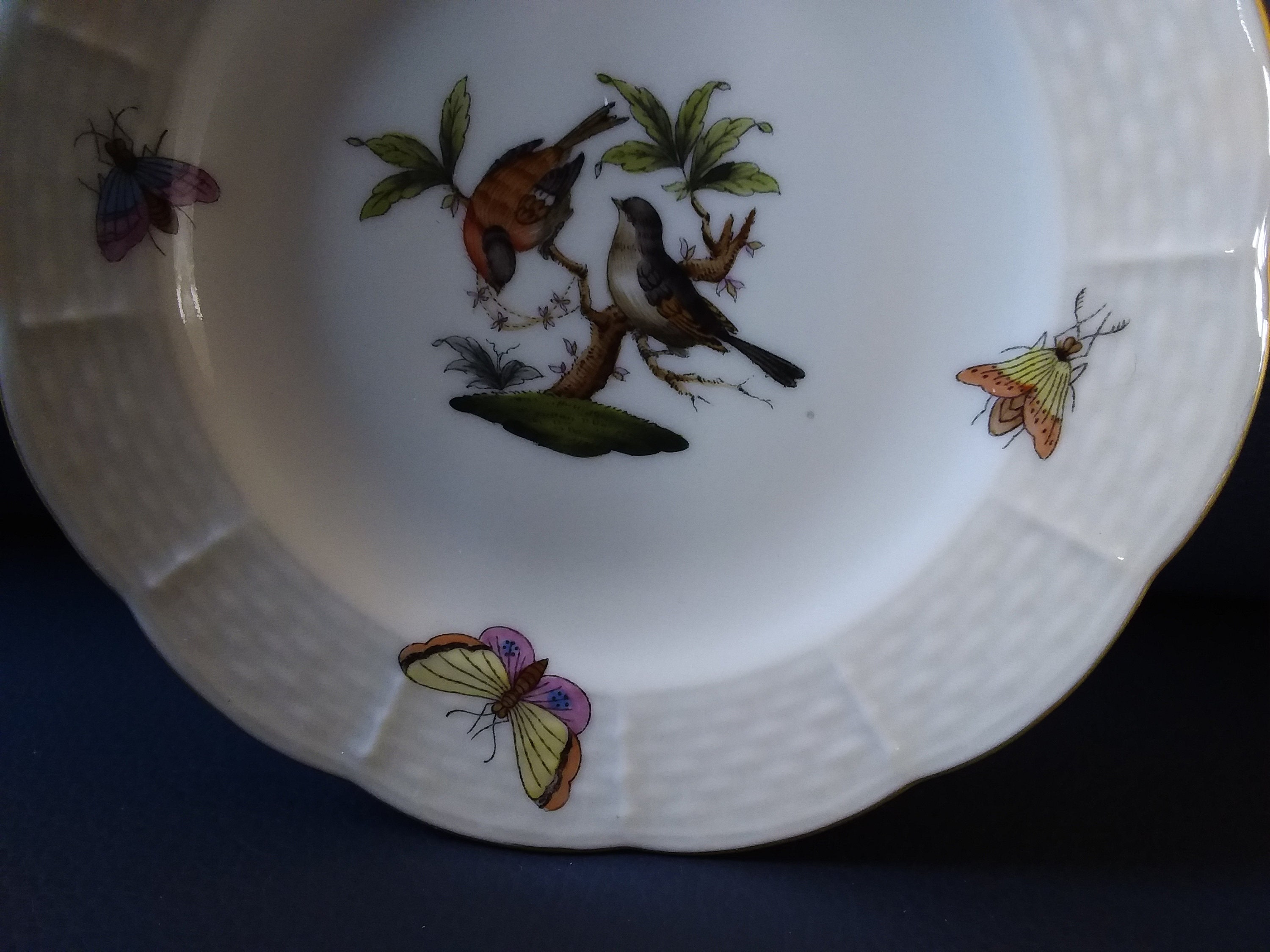 Herend Porcelain Plates Birds and Butterflies Hand Painted Etsy