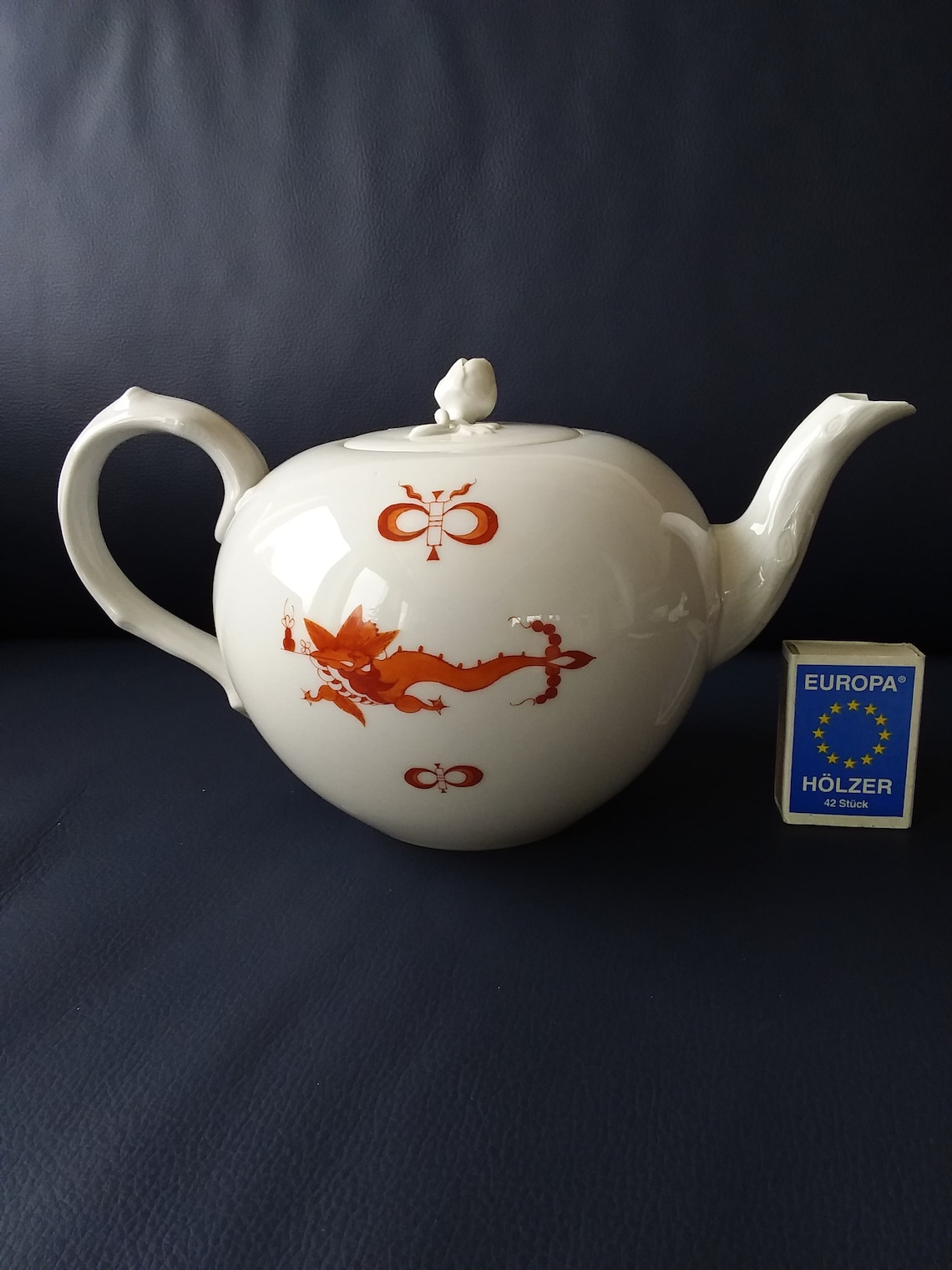 Meissen porcelain large teapot court dragon in iron red Etsy