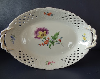 Meissen Porcelain, basket bowl with handles