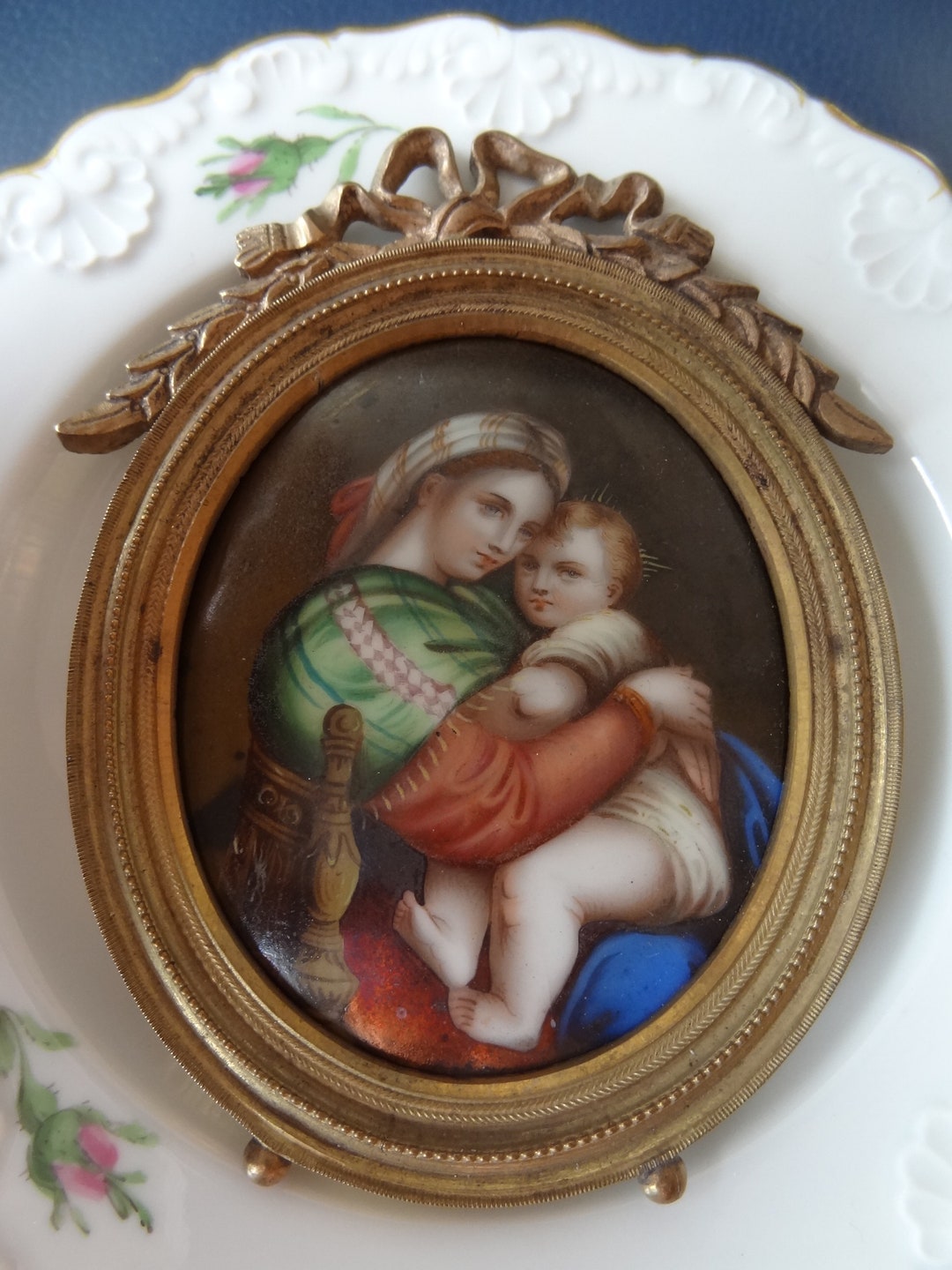 モザイク 聖母子像 イタリア アート作品 アンティーク 絵画