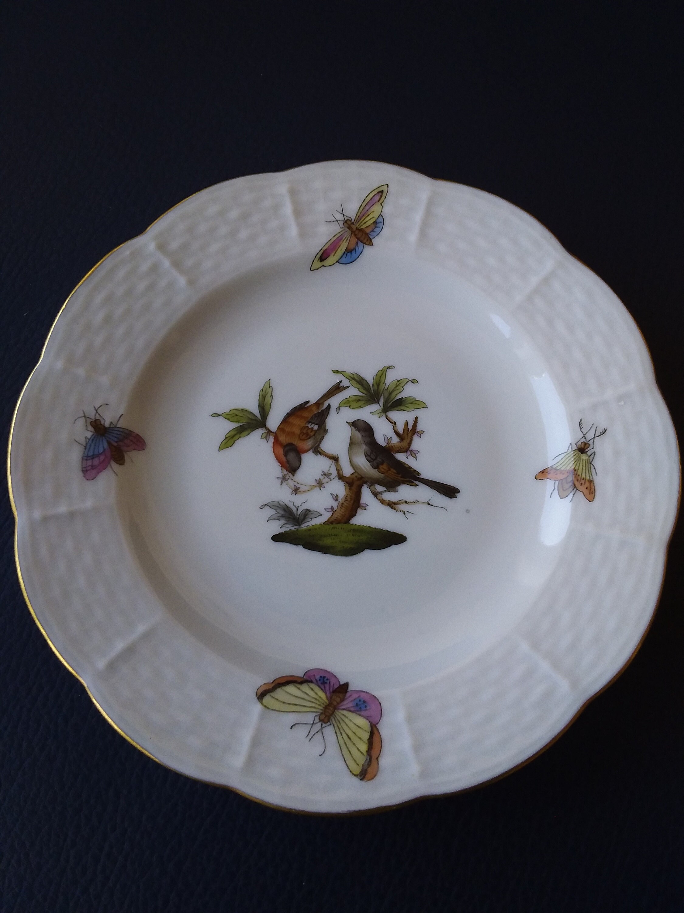 Herend Porcelain Plates Birds and Butterflies Hand Painted Etsy