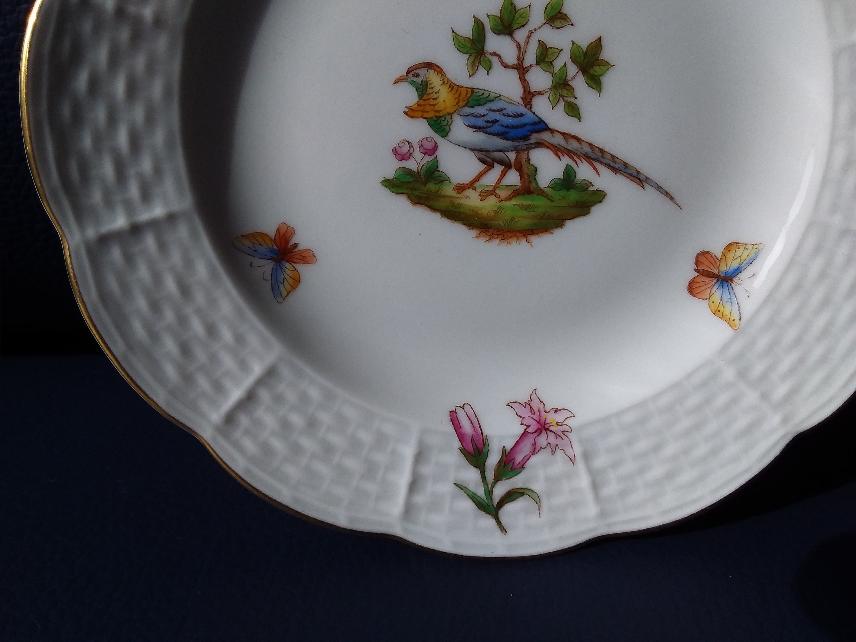 Herend Porcelain Plate Gold Pheasant and Butterflies Etsy