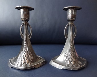 WMF, a pair of Art Nouveau candlesticks