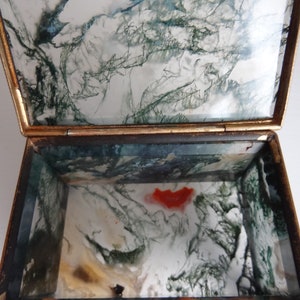 Antique box made of moss agate on ball feet image 5