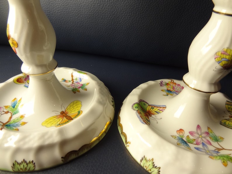 A Pair of Herend Porcelain Candlesticks Queen Victoria VBO Etsy