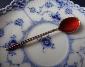 Silver spoon, enamelled, Denmark, A. Michelsen