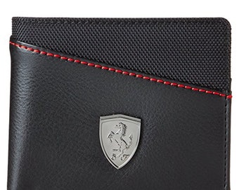 Nouveau authentique sac à main portefeuille pour homme en cuir PU véritable noir à deux volets Puma Ferrari