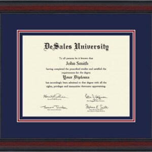 DeSales University diploma frame