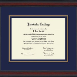 Juniata College diploma frame