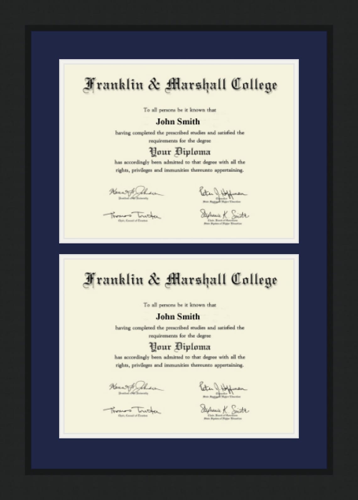 F And M Franklin And Marshall College Diploma Frame For 2 Etsy