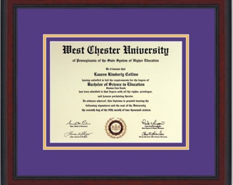 West Chester University diploma frame