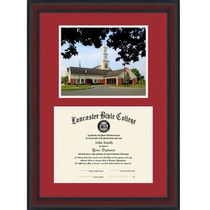 LBC Lancaster Bible College diploma frame with picture.