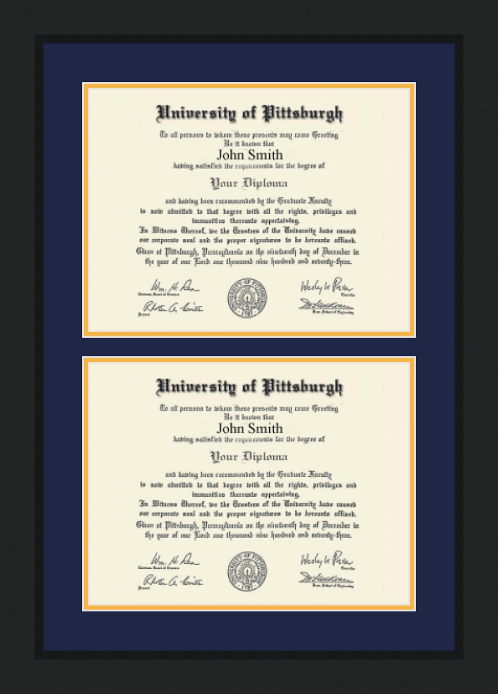 PITT University of Pittsburgh Diploma Frame for 2 Degrees Etsy Australia