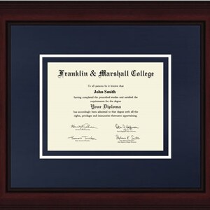 Franklin and Marshall College diploma frame