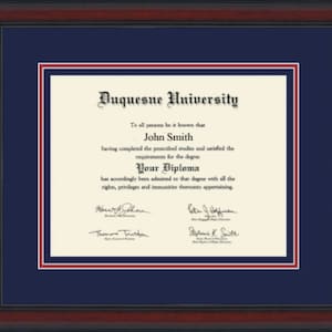 Duquesne University diploma frame