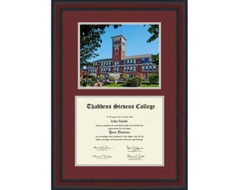 Thaddeus Stevens College diploma frame with photograph of Mellor Building Fits 8.5"x11" Certificate or degree Great Graduation Gift Idea.