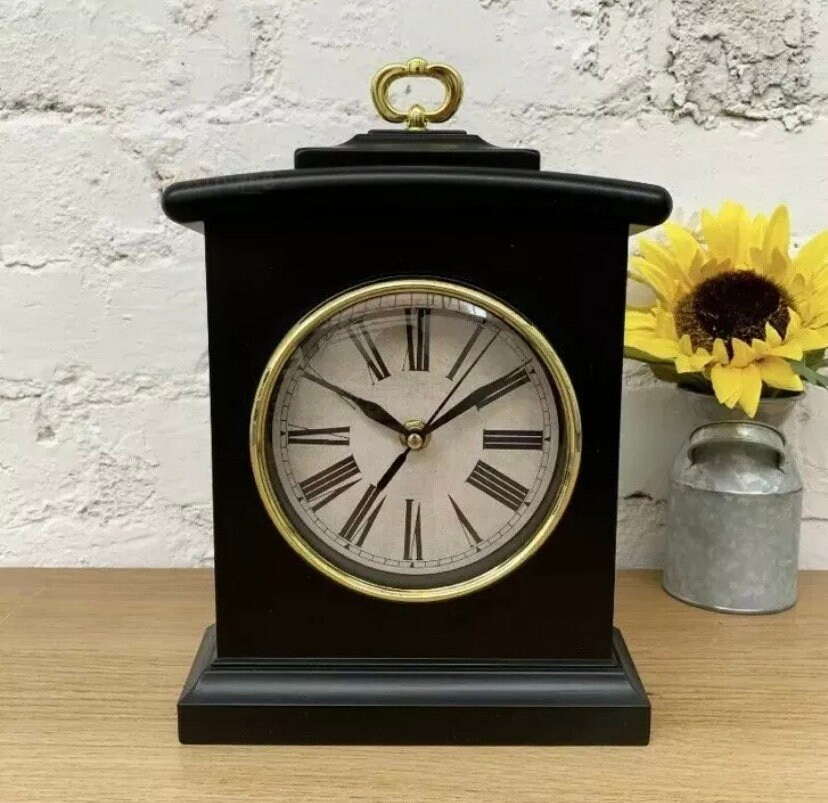Black traditional Mantle clock table clock Etsy